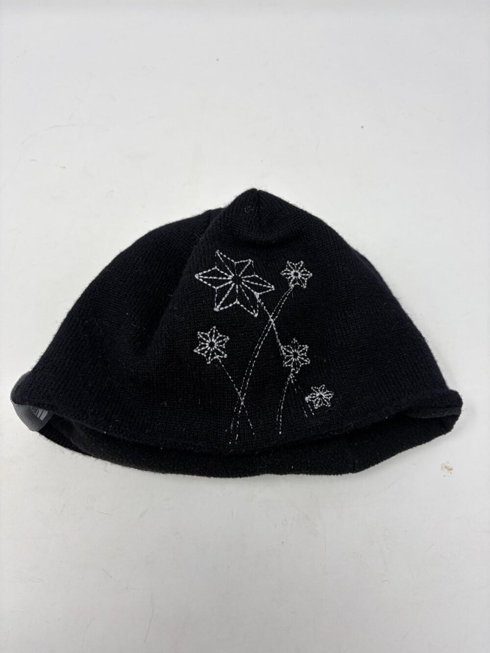 The North Face women's beanie hat black floral wool embroidered gorpcore snow